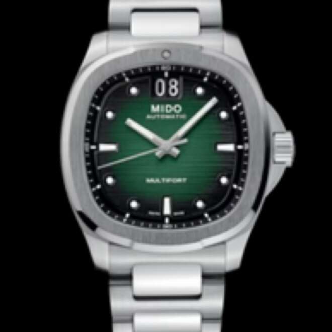 Multifort TV Big Date, Green Dial on Steel Bracelet- M049.526.11.091.00