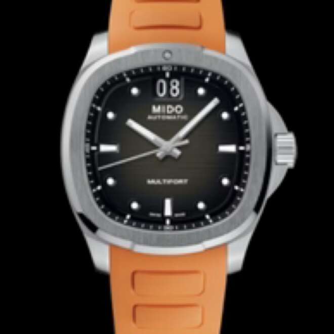 Multifort TV Big Date, Black/Grey Dial w/ Orange Rubber Strap - M049.526.17.081.00