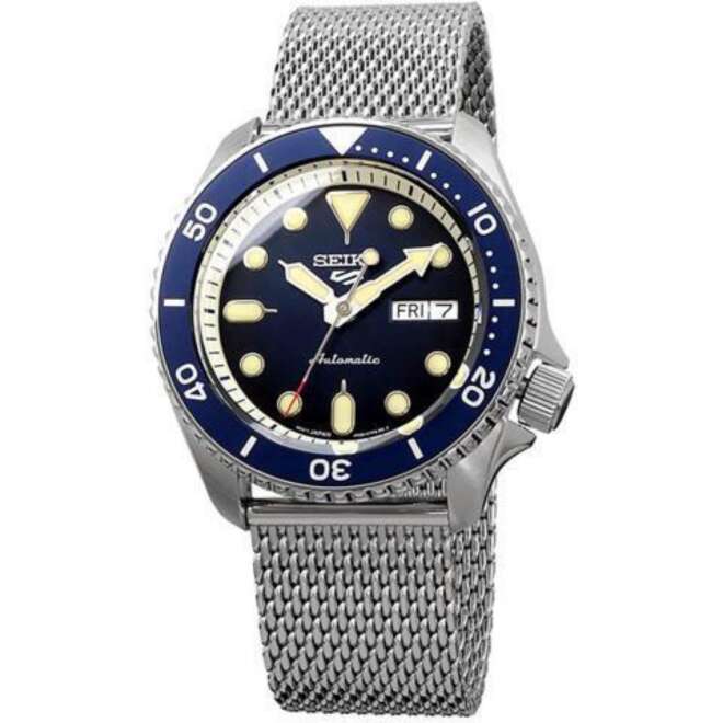 Seiko 5 Sports- Automatic, Blue Dial/Bezel, Mesh Bracelet, SRPD71