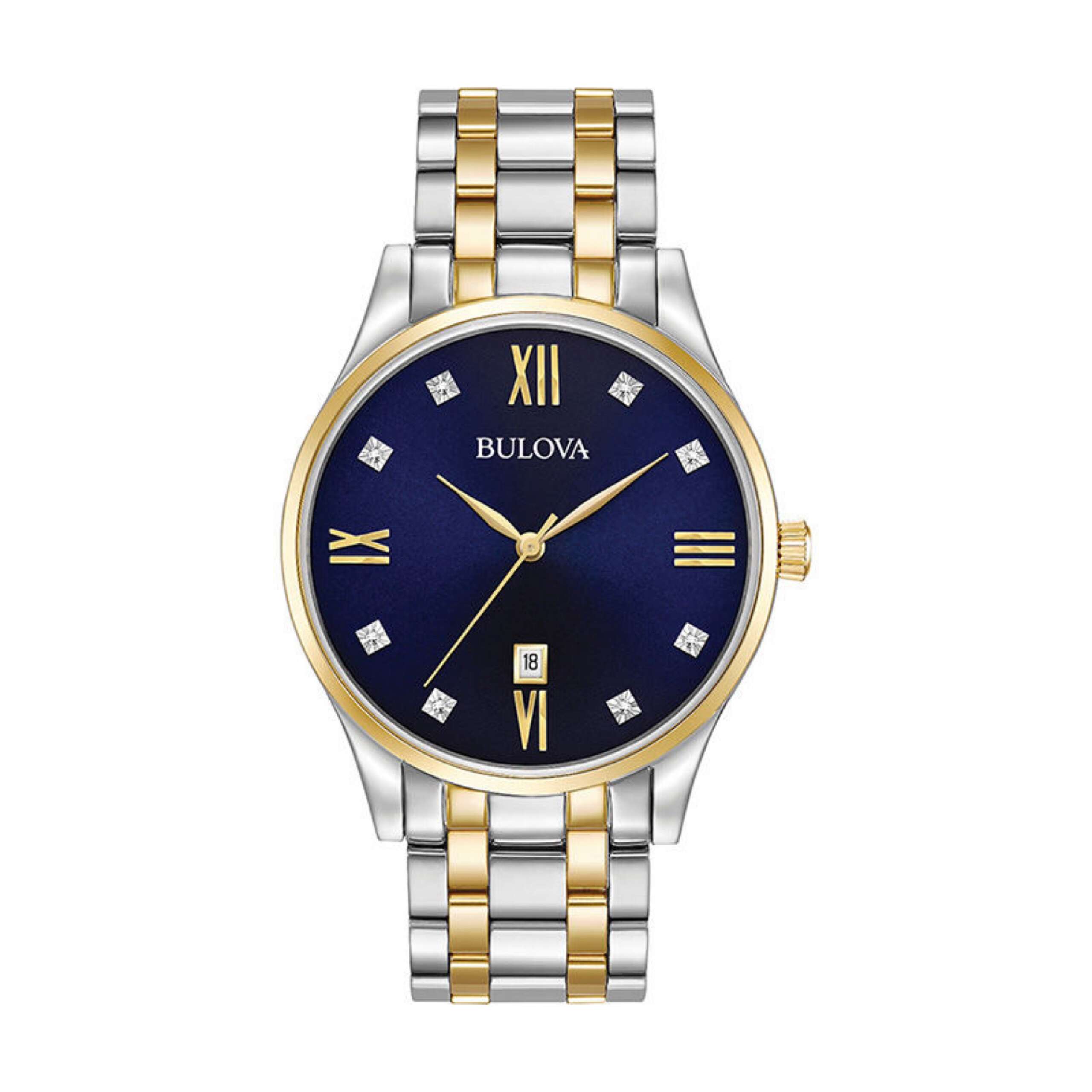 Bulova Diamond Accent Two-Tone Watch with Blue Dial