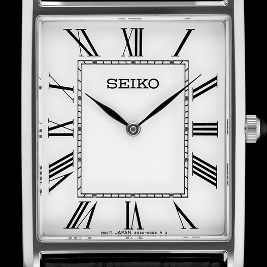 Seiko Essentials- "Tank" Square Watch, Silver Case (Larger Version), SWR049