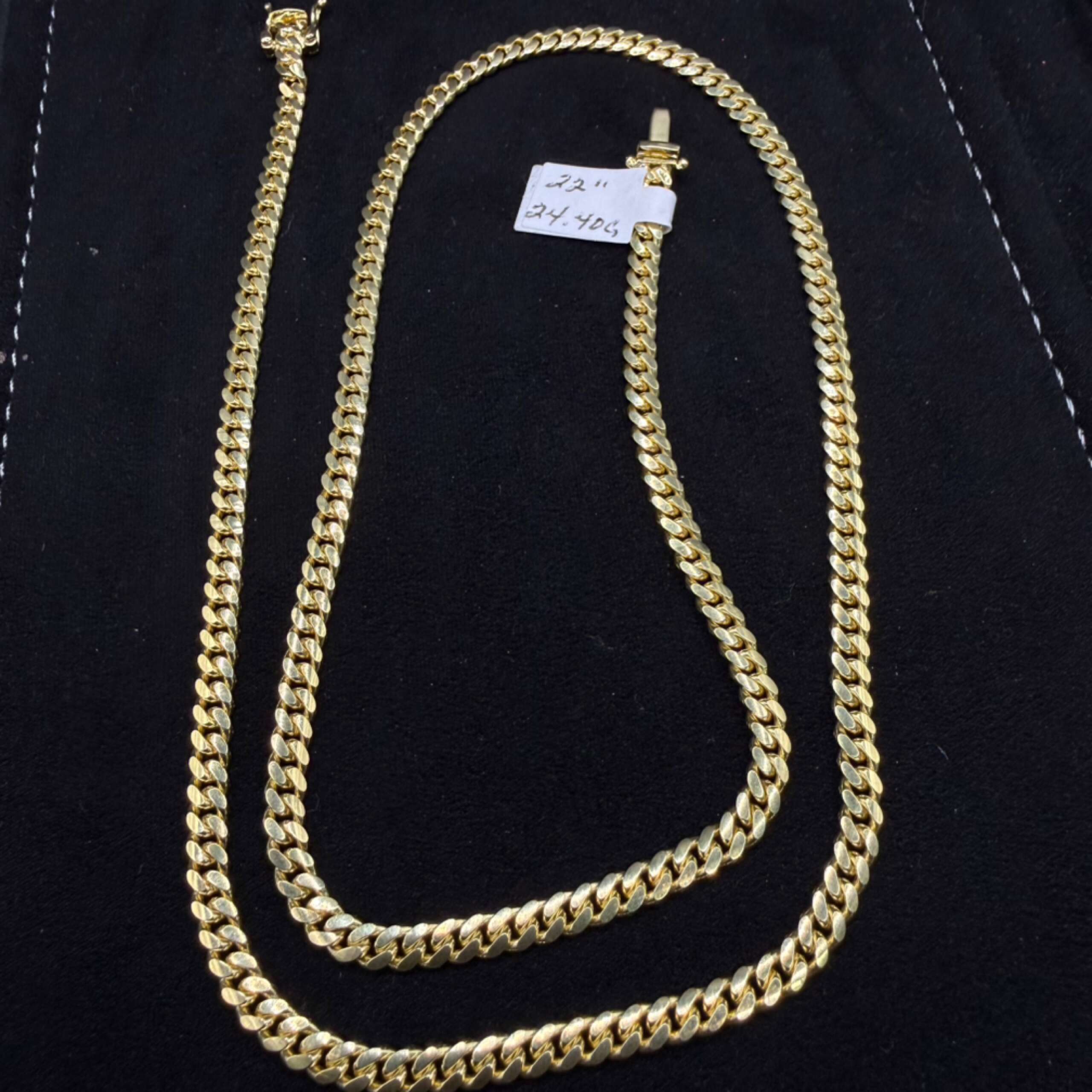 10k 22 inch /4mm solid Miami Cuban chain