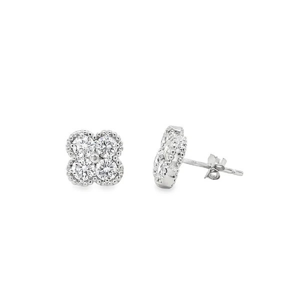 .925AG 0.50ctw Round Brilliant Cut Lab Grown Diamond Quatrefoil Essentials Stud Earrings