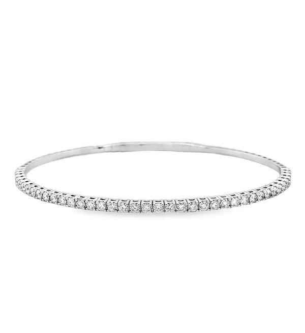 14k WG 5.7g 1.05ctw Round Lab Grown Diamond w/EGL Flex Bangle