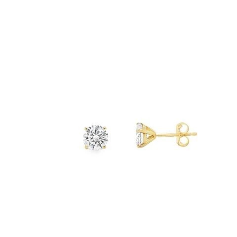 14k YG 1.00ctw Round Brilliant Cut Lab Grown Diamond 4-Prong Martini Essentials Stud Earrings