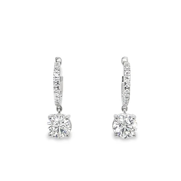 .925 Silver 1.00ctw Round Brilliant Cut Lab Grown Diamond Drop Huggie Hoops